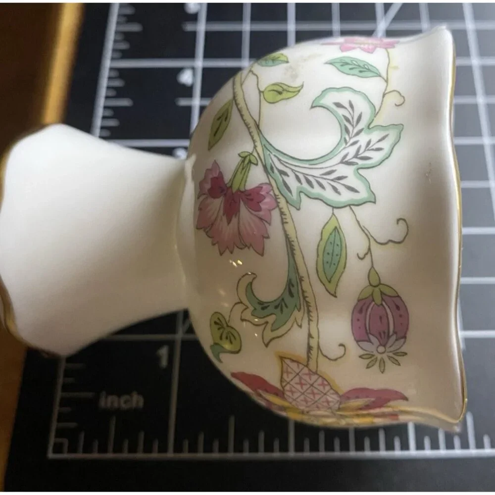 Minton Haddon Hall Bone China Footed Egg Cup Vase England Floral Gold Trim 3